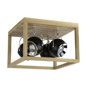 Lampa Sufitowa Roy Incl.4xLED GU10 5W Dąb Olejowany/Czarny 36 cm small 0