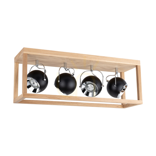 Sprawdź Lampa Sufitowa Roy Incl.4xLED GU10 5W Dąb Olejowany/Czarny 68 cm