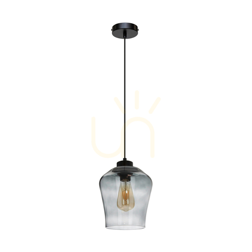 Sprawdź Lampa Wisząca Juba 1xE27 Max.60W Czarny/Czarny/Szkło Dymione Ø19 cm