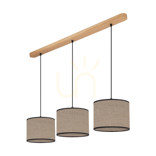 Sprawdź Lampa Wisząca Rijeka 3xE27 Max.40W Dąb Olejowany/Beżowy Len 100 cm