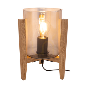 Lampa Stołowa Alana 1xE27 Max.60W Dąb Olejowany/Czarny PVC/Szkło Dymione 18 cm small 1