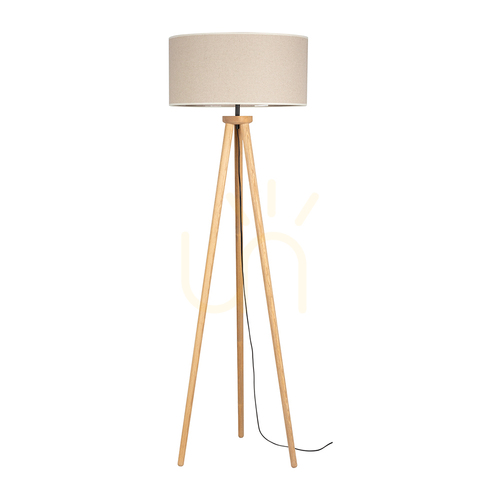 Sprawdź Lampa Podłogowa Emmo 1xE27 Max.60W Sosna Bejcowana/Czarny PVC/Beżowy