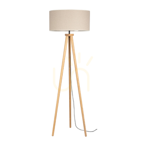 Lampa Podłogowa Emmo 1xE27 Max.60W Sosna Bejcowana/Czarny PVC/Beżowy small 0