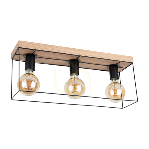 Sprawdź Lampa Sufitowa Gravida 3xE27 Max.60W Dąb Olejowany/Czarny 35 cm