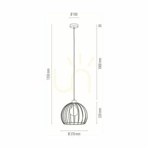 Lampa Wisząca Dakar 1xE27 Max.60W Dąb Olejowany/Czarny PVC/Czarny Ø37 cm small 1
