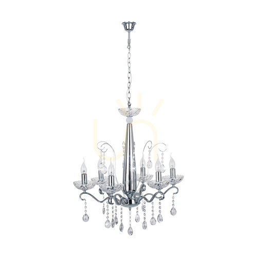 Sprawdź żyrandol Alessa 6xE14 Max.40W Chrom Metal/Transparentne Szkło Kryształ Ø61 cm