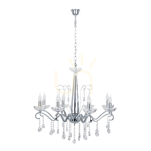 Sprawdź żyrandol Alessa 8xE14 Max.40W Chrom Metal/Transparentne Szkło Kryształ Ø81 cm