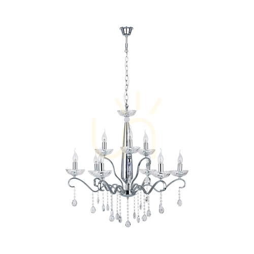 Sprawdź żyrandol Alessa 9xE14 Max.40W Chrom Metal/Transparentne Szkło Kryształ Ø83 cm