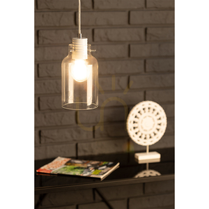 Lampa Wisząca Alessandro 3xE27 60W Biały Metal/Transparentny Kabel PVC/Transparentny Szklany Klosz 60 cm small 1