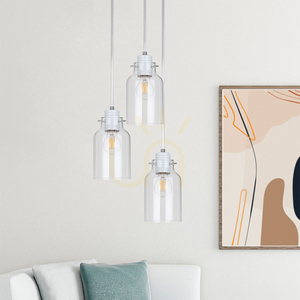 Lampa Wisząca Alessandro 3xE27 Max.60W Biały Metal/Transparentny Kabel PVC/Transparentny Szklany Klosz Ø22 cm small 1