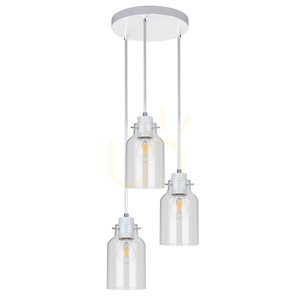 Lampa Wisząca Alessandro 3xE27 Max.60W Biały Metal/Transparentny Kabel PVC/Transparentny Szklany Klosz Ø22 cm small 0