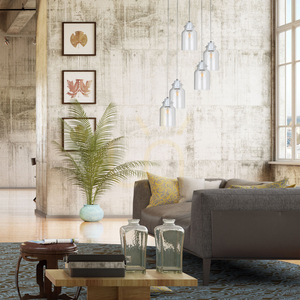 Lampa Wisząca Alessandro 5xE27 Max.60W Biały Metal/Transparentny Kabel PVC/Transparentny Szklany Klosz Ø35 cm small 1