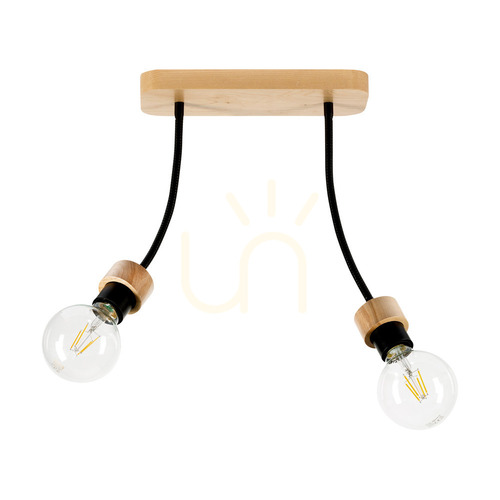 Sprawdź Lampa Sufitowa Allumer 2xE27 Max.25W Dąb Olejowany/Czarny Metal 29 cm