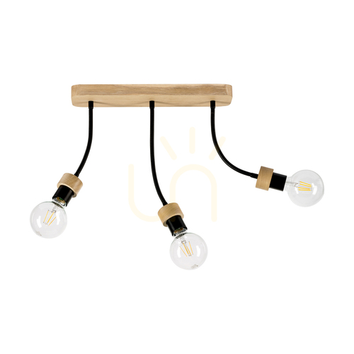 Sprawdź Lampa Sufitowa Allumer 3xE27 Max.25W Dąb Olejowany/Czarny Metal 42 cm