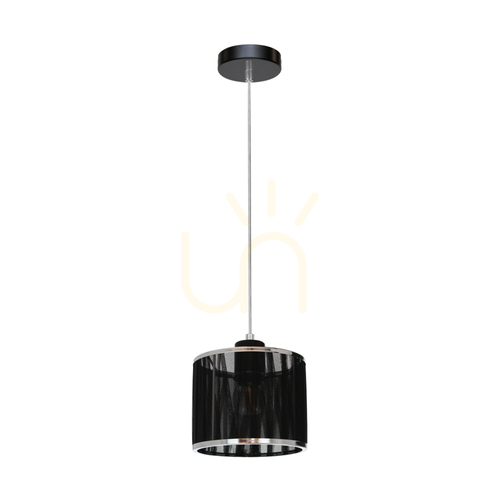 Sprawdź Lampa Wisząca Anina 1xE14 Max.25W Czarny Metal/Transparentny PVC/Czarno-Chromowany Abażur Ø15 cm