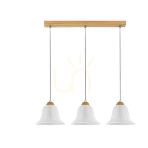 Lampa Wisząca Anna 3xE27 Max.60W Dąb Olejowany/Transparentny Kabel PVC/Biały Szklany Klosz 53 cm small 0