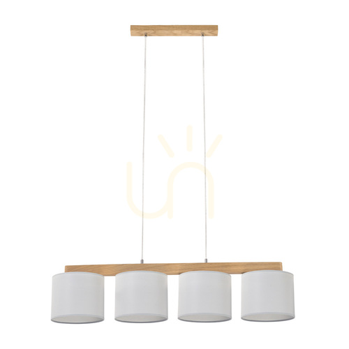 Sprawdź Lampa Wisząca Aprillia 4xE27 Max.25W Dąb Olejowany/Transparentny Kabel PVC/Szary Abażur 86 cm