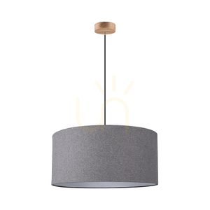 Lampa Wisząca Asseto 1xE27 Max.60W Dąb Olejowany/Antracytowy Kabel w Oplocie/Szary Abażur Ø50 cm small 0