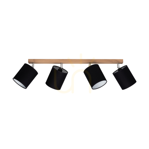 Sprawdź Lampa Sufitowa Atike 4xE27 Max.25W Dąb Olejowany/Chrom Metal/Czarny Abażur 90 cm