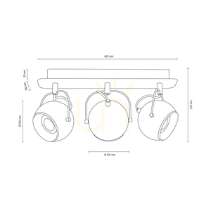 Lampa Sufitowa Ball Concrete Incl. 3xGU10 LED Max.5W Szary Beton/Satyna Metal 41 cm small 3