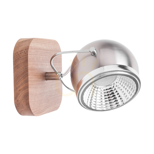 Sprawdź Kinkiet Ball Wood Incl.1xGU10 LED Max.6W Dąb Olejowany/Satyna Metal 14 cm