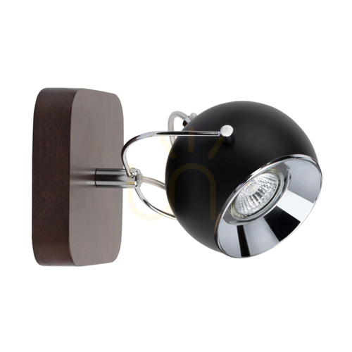 Sprawdź Kinkiet Ball Wood Incl.1xGU10 LED Max.5W Drewno Bukowe Orzechowe/Czarny Metal 21 cm