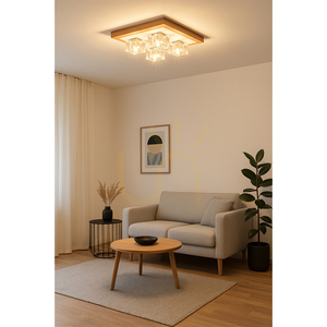 Lampa Sufitowa Berko Inkl.4xG4 Max.2,5W Dąb Olejowany/Biały Metal/Transparentny Szklany Klosz 32 cm small 1