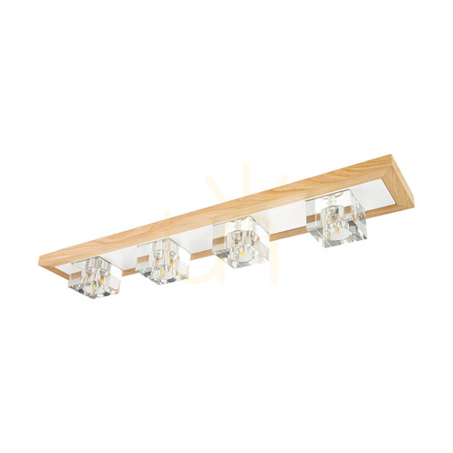 Sprawdź Lampa Sufitowa Berko Inkl.4xG4 Max.2,5W Dąb Olejowany/Biały Metal/Transparentny Szklany Klosz 68 cm