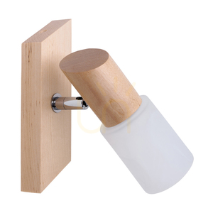 Kinkiet Birgit 1xE14 Max.40W Brzoza/Chrom Metal/Szklany Klosz Alabaster 18 cm small 0