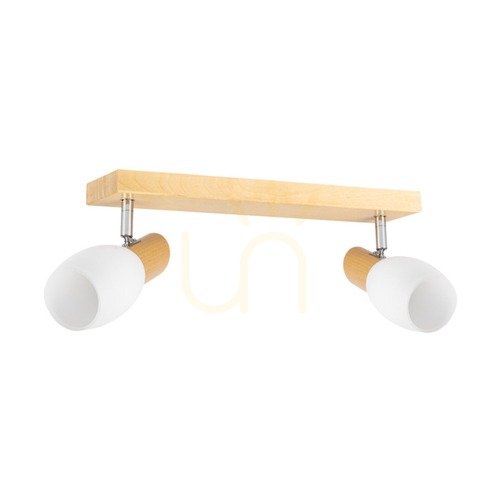 Sprawdź Lampa Sufitowa Birgit 2xE14 Max.40W Brzoza/Chrom Metal/Biały Szklany Klosz 39 cm
