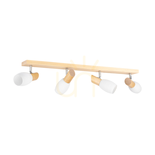 Sprawdź Lampa Sufitowa Birgit 4xE14 Max.40W Brzoza/Chrom Metal/Biały Szklany Klosz 77 cm