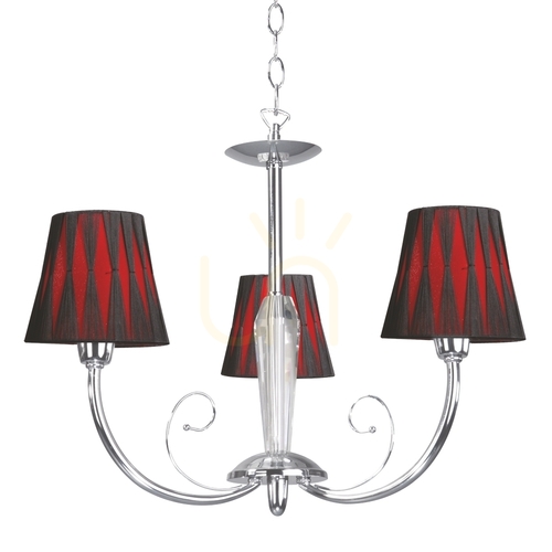Sprawdź żyrandol Borgia 3xE14 Max.40W Chrom Metal/Czerwono-Czarny Abażur Ø60 cm