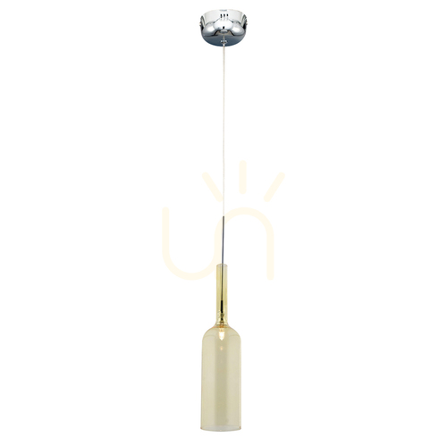 Sprawdź Lampa Wisząca Bottle Incl.1xLED 3000K 3W Chrom Metal/Transparentny Kabel PVC/Żółty Szklany Klosz Ø8 cm