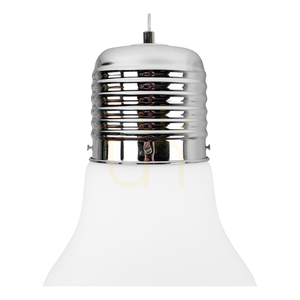 Lampa Wisząca Bulb 5xE27 Max.60W Chrom Metal/Transparentny Kabel PVC/Biały Szklany Klosz Ø45 cm small 1