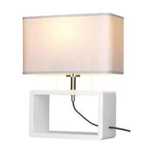 Lampa Stołowa Cadre Quadrat 1xE27 Max.25W Drewno Bukowe Białe/Antracytowy Kabel w Oplocie/Szary Abażur 30 cm small 3