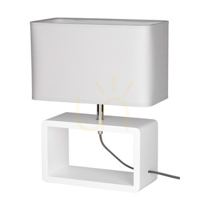 Lampa Stołowa Cadre Quadrat 1xE27 Max.25W Drewno Bukowe Białe/Antracytowy Kabel w Oplocie/Szary Abażur 30 cm small 0