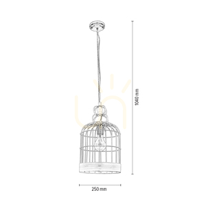 Lampa Wisząca Cage 1xE27 Max.60W Biały Metal Ø25 cm small 2