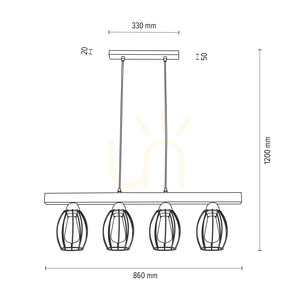 Lampa Wisząca Carlo 4xE27 Max.60W Dąb Olejowany/Czarny Metal/Czarny Kabel PCV/Czarny Metalowy Klosz 86 cm small 2