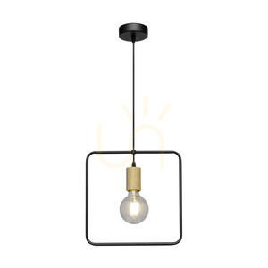 Lampa Wisząca Carsten Wood 1xE27 Max.60W Dąb Olejowany/Czarny Metal/Czarny Kabel PVC Ø32 cm small 1