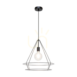 Lampa Wisząca Casa Triango 1xE27 Max.60W Czarny Metal/Czarny Kabel PVC Ø48 cm small 1