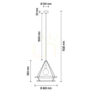Lampa Wisząca Casa Triango 1xE27 Max.60W Dąb Olejowany/Czarny Metal/Czarny Kabel PVC Ø48 cm small 3