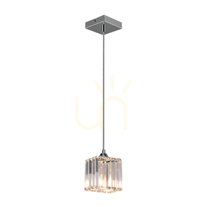 Lampa Wisząca Casino 1xE27 Max.60W Chrom Metal/Transparentny Kabel PVC/Transparentny Kryształowy Klosz 13 cm small 1