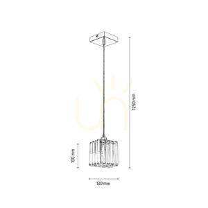 Lampa Wisząca Casino 1xE27 Max.60W Chrom Metal/Transparentny Kabel PVC/Transparentny Kryształowy Klosz 13 cm small 5