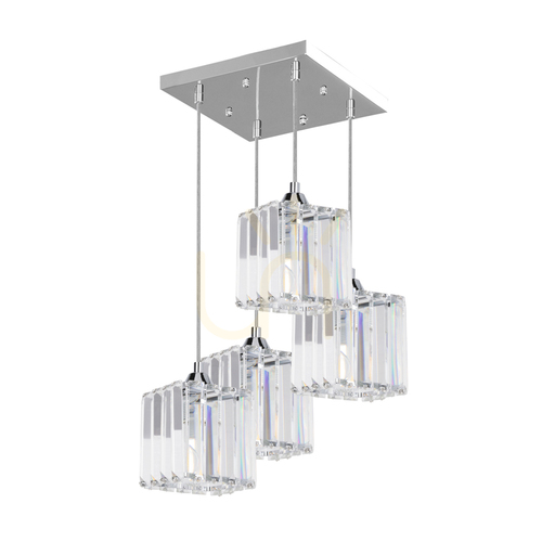 Sprawdź Lampa Wisząca Casino 4xE27 Max.60W Chrom Metal/Transparentny Kabel PVC/Transparentny Kryształowy Klosz 33 cm