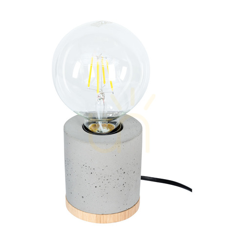 Sprawdź Lampa Stołowa Cesar 1xE27 Max.25W Dąb Olejowany/Szary Beton/Czarny Kabel w Oplocie Ø10 cm