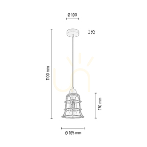 Lampa Wisząca Chicka 1xE27 Max.60W Brzoza/Czarny Metal/Czarny Kabel PVC/Transparentny Szklany Klosz Ø16.5 cm small 2