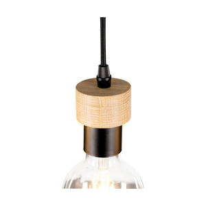 Lampa Wisząca Clarte 3xE27 Max.60W Dąb Olejowany/Czarny Metal/Czarny Kabel w Oplocie Ø30 cm small 2