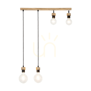 Lampa Wisząca Clarte Wood 4xE27 Max.25W Dąb Olejowany/Czarny Metal/Czarny Kabel w Oplocie 75 cm small 1
