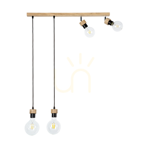 Lampa Wisząca Clarte Wood 4xE27 Max.25W Dąb Olejowany/Czarny Metal/Czarny Kabel w Oplocie 75 cm small 2