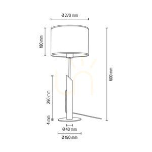 Lampa Stołowa Colette Grey 1xE27 Max.60W Sosna Bejcowana Szara/Czarny Metal/Czarny Kabel w Oplocie/Szary Abażur Ø27 cm small 2
